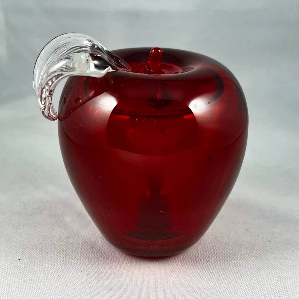 Life Size Ruby Red Art Glass Apple